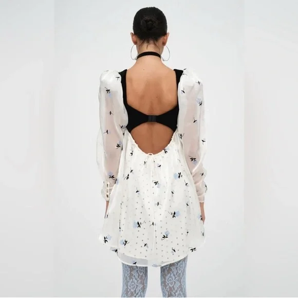 for love and lemons blue and white floral dress For Love And Lemons - Flower Print Mini Dress main image 1
